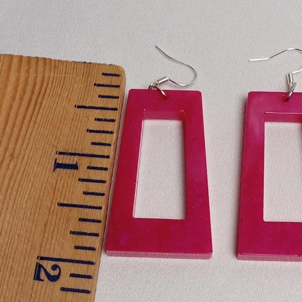 Hand Crafted Pink Geometric Earrings